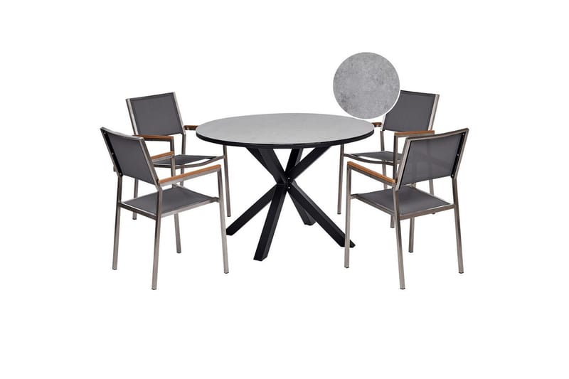 Matsalsset Maletto/Grosseto Ljusgrå/Silver/Svart - Ljusgrå/Silver/Svart - Utemöbler - Utegrupp - Matgrupp utomhus