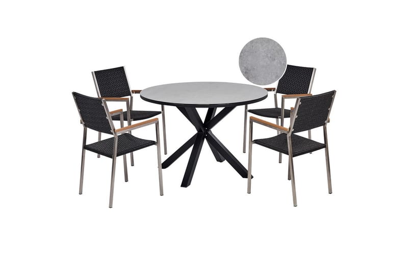 Matsalsset Maletto/Grosseto Ljusgrå/Svart/Silver - Ljusgrå/Svart/Silver - Utemöbler - Utegrupp - Matgrupp utomhus