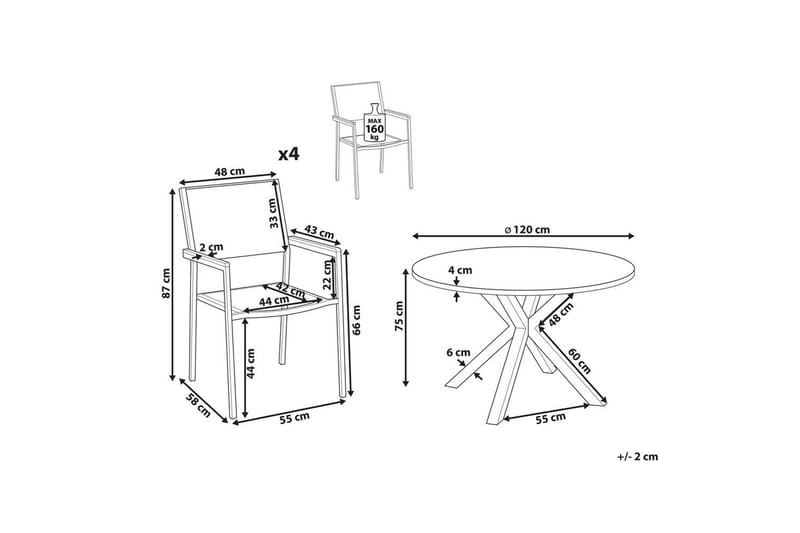 Matsalsset Maletto/Grosseto Svart/Silver - Svart/Silver - Utemöbler - Utegrupp - Matgrupp utomhus