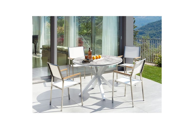 Matsalsset Maletto/Grosseto Vit marmor/Silver/Grå - Vit marmor/Silver/Grå - Utemöbler - Utegrupp - Matgrupp utomhus