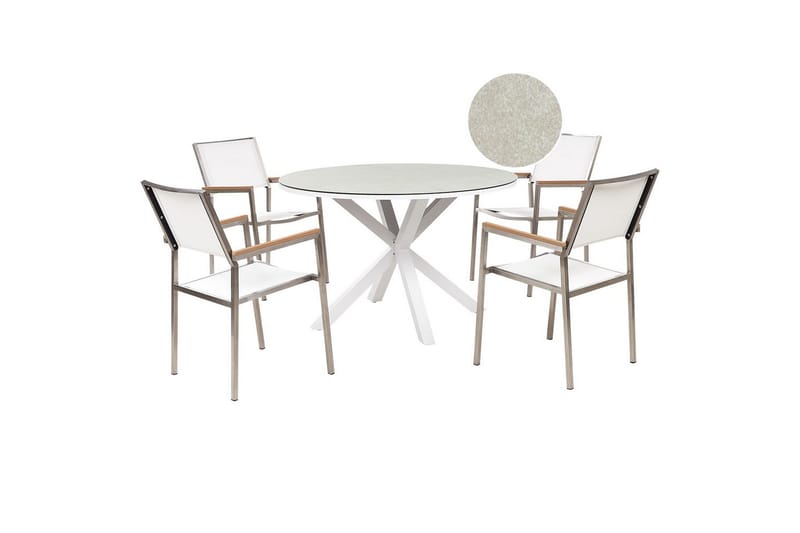 Matsalsset Maletto/Grosseto Vit/Silver/Taupe - Vit/Silver/Taupe - Utemöbler - Utegrupp - Matgrupp utomhus