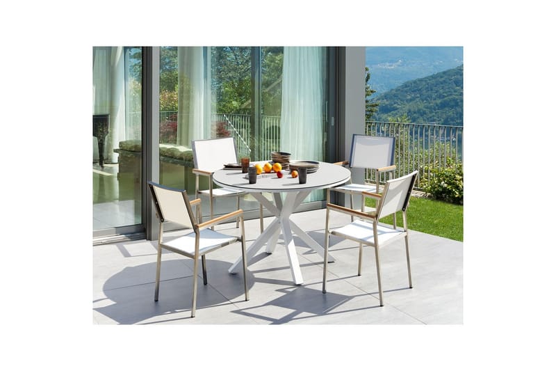 Matsalsset Maletto/Grosseto Vit/Silver/Taupe - Vit/Silver/Taupe - Utemöbler - Utegrupp - Matgrupp utomhus