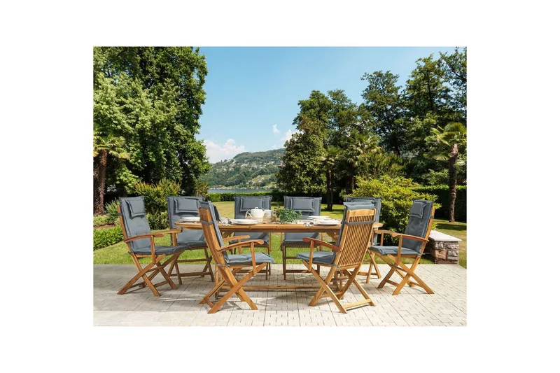 Matsalsset Maui 8-sits Grå/ljust trä - Grå/ljust trä - Utemöbler - Utegrupp - Matgrupp utomhus