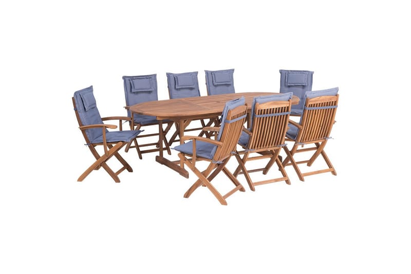 Matsalsset Maui 8-sits Ljus trä/blå - Ljus trä/blå - Utemöbler - Utegrupp - Matgrupp utomhus