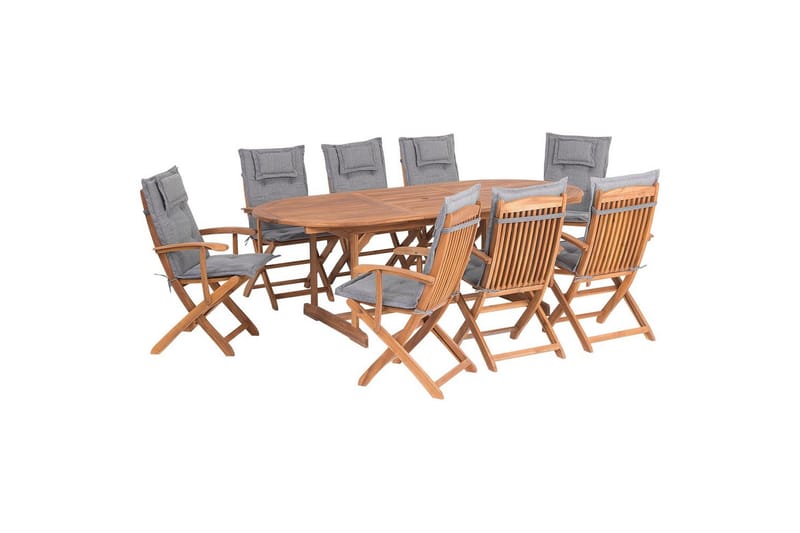 Matsalsset Maui 8-sits Ljus trä/grå - Ljus trä/grå - Utemöbler - Utegrupp - Matgrupp utomhus