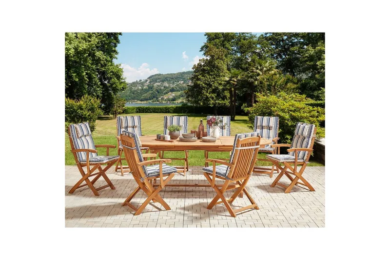 Matsalsset Maui II Flerfärgad/beige/blå/ljus trä, 8-Sits - Flerfärgad/beige/blå/ljus trä, 8-Sits - Utemöbler - Utegrupp - Matgrupp utomhus