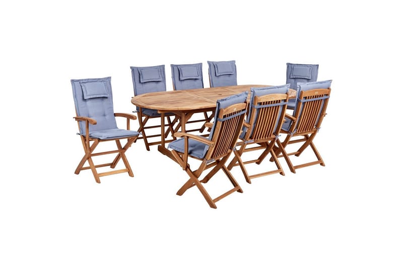 Matsalsset Maui II Ljus trä/blå, 8-Sits - Ljus trä/blå, 8-Sits - Utemöbler - Utegrupp - Matgrupp utomhus