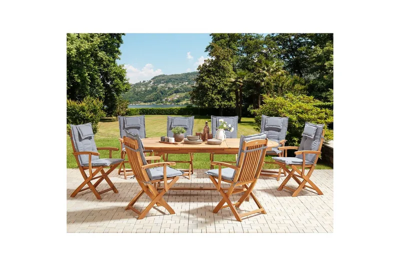 Matsalsset Maui II Ljus trä/grå, 8-Sits - Ljus trä/grå, 8-Sits - Utemöbler - Utegrupp - Matgrupp utomhus