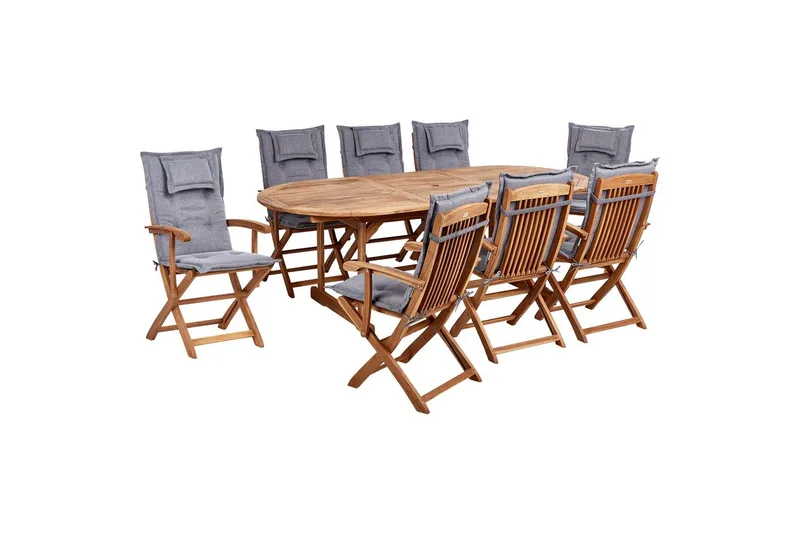 Matsalsset Maui II Ljus trä/grå, 8-Sits - Ljus trä/grå, 8-Sits - Utemöbler - Utegrupp - Matgrupp utomhus