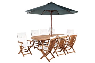 Matsalsset Maui II med parasoll Ljus trä/Off-white/grå, 8-Sits