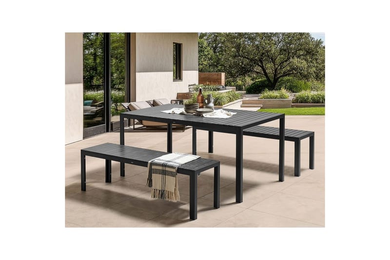 Matsalsset Nardo Svart - Svart - Utemöbler - Utegrupp - Matgrupp utomhus