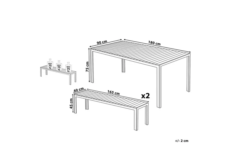 Matsalsset Nardo Svart/Silver - Svart/Silver - Utemöbler - Utegrupp - Matgrupp utomhus