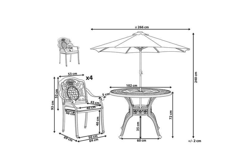 Matsalsset Salento med parasoll - Utemöbler - Utegrupp - Matgrupp utomhus
