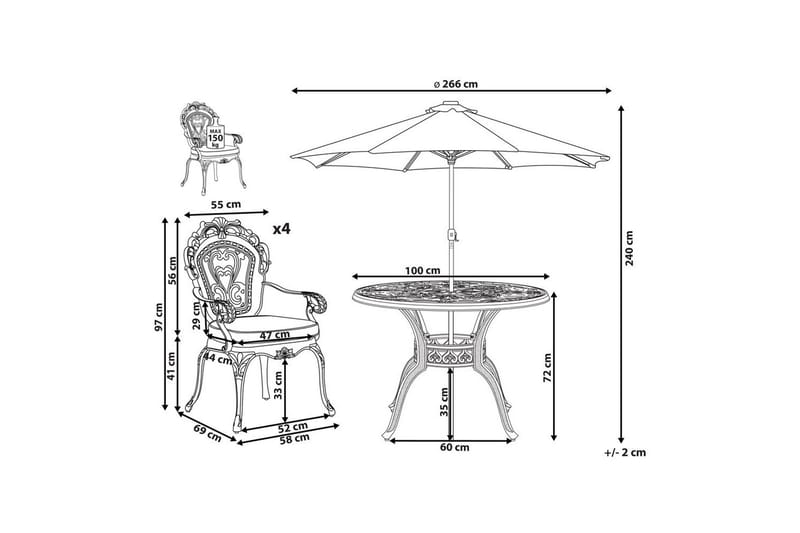 Matsalsset Sapri med parasoll - Utemöbler - Utegrupp - Matgrupp utomhus