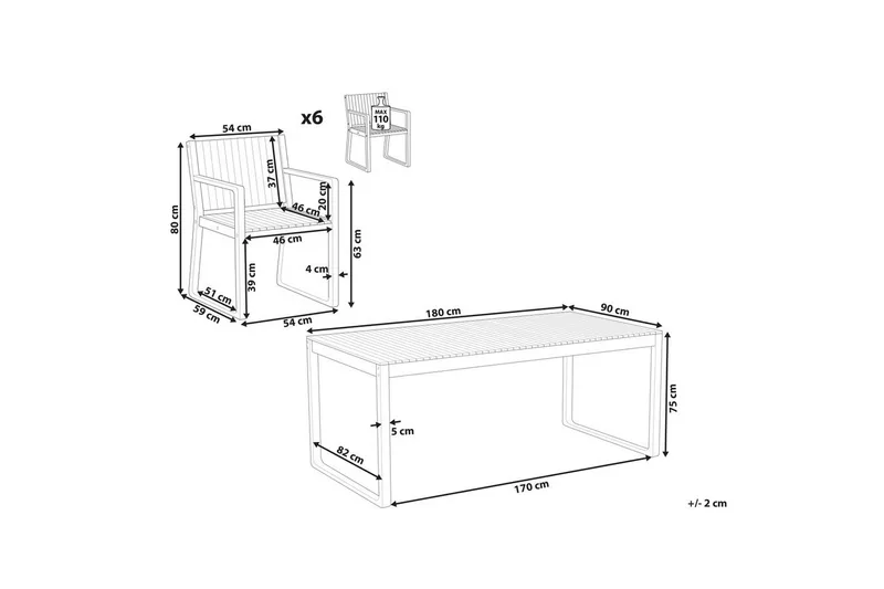Matsalsset Sassari II 6-Sits - 6-Sits - Utemöbler - Utegrupp - Matgrupp utomhus