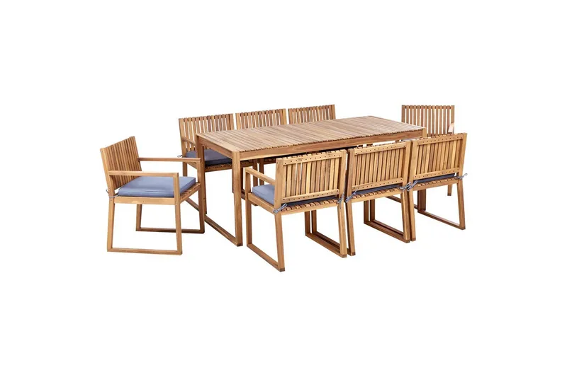 Matsalsset Sassari II med kuddar Ljus trä/blå, Ljus trä/blå