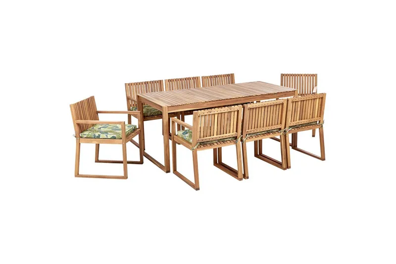 Matsalsset Sassari II med kuddar Ljus trä/Ljusgrön, Ljus trä/Ljusgrön