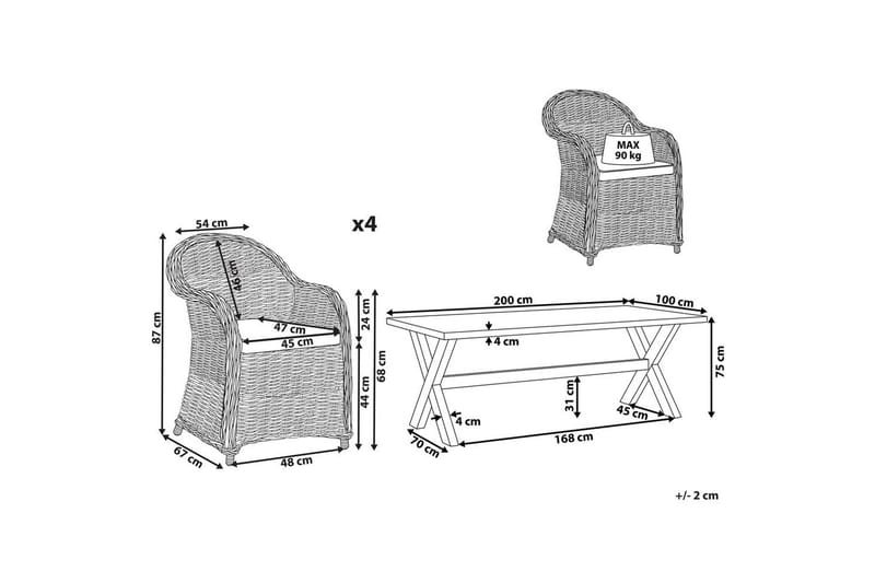 Matsalsset Susua/Olbia 4-Sits - 4-Sits - Utemöbler - Utegrupp - Matgrupp utomhus