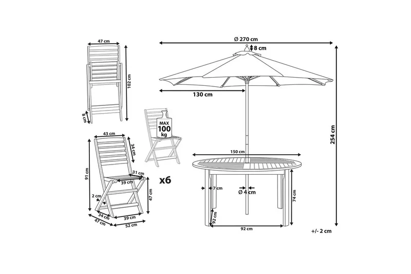 Matsalsset Tolve - Utemöbler - Utegrupp - Matgrupp utomhus