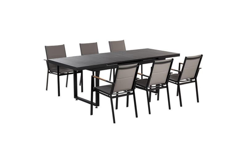 Matsalsset Valcanetto/Busseto Svart/Grå, 6-Sits - Svart/Grå, 6-Sits - Utemöbler - Utegrupp - Matgrupp utomhus