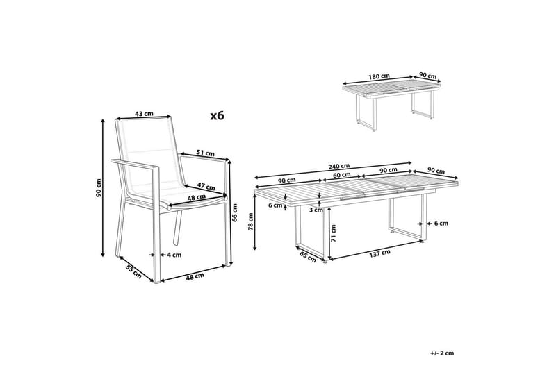 Matsalsset Valcanetto/Busseto Svart/Grå, 6-Sits - Svart/Grå, 6-Sits - Utemöbler - Utegrupp - Matgrupp utomhus