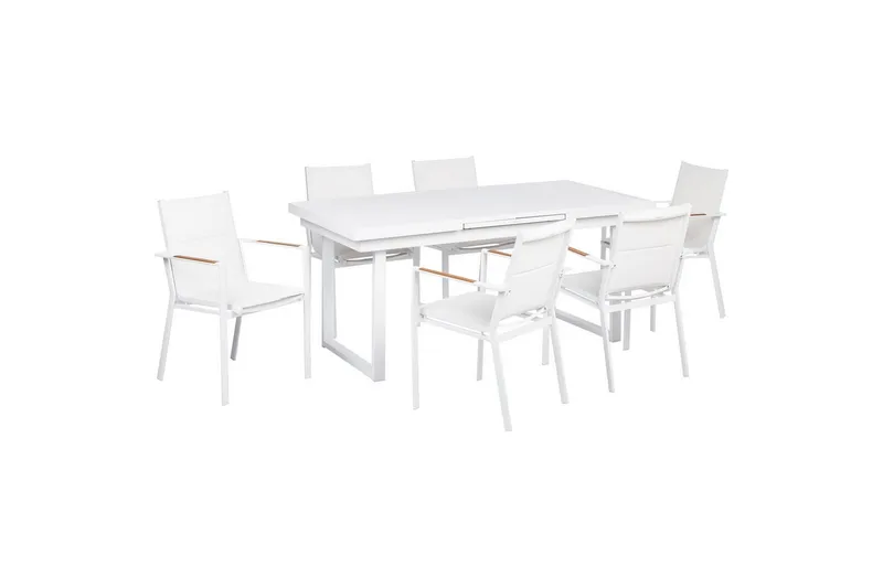 Matsalsset Valcanetto/Busseto Vit/ljust trä, 6-Sits, Vit/ljust trä, 6-Sits