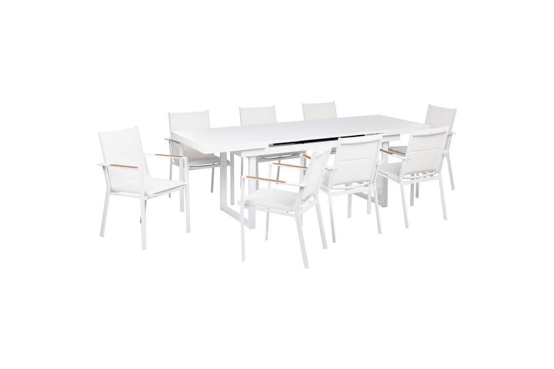 Matsalsset Valcanetto/Busseto Vit/ljust trä, 8-Sits, Vit/ljust trä, 8-Sits
