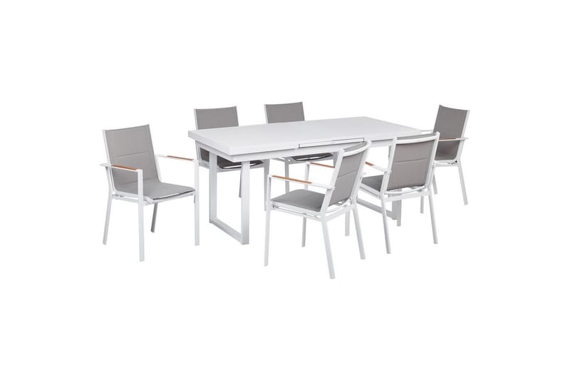 Matsalsset Valcanetto/Busseto Vitt/grått/ljust trä, 6-Sits - Vitt/grått/ljust trä, 6-Sits - Utemöbler - Utegrupp - Matgrupp utomhus