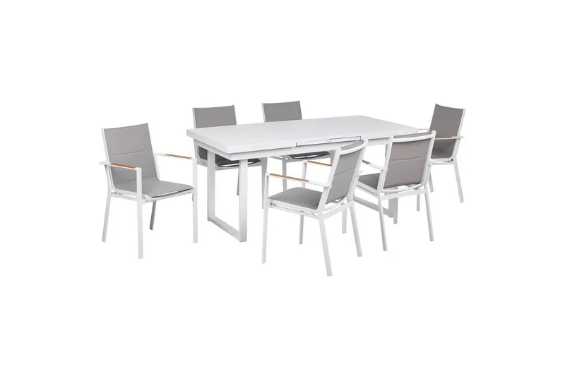 Matsalsset Valcanetto/Busseto Vitt/grått/ljust trä, 6-Sits, Vitt/grått/ljust trä, 6-Sits