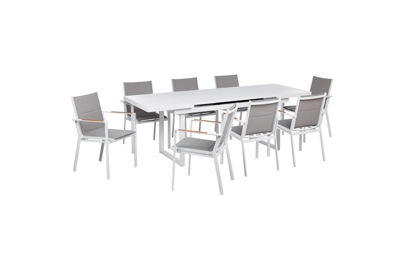 Matsalsset Valcanetto/Busseto Vitt/grått/ljust trä, 8-Sits, Vitt/grått/ljust trä, 8-Sits