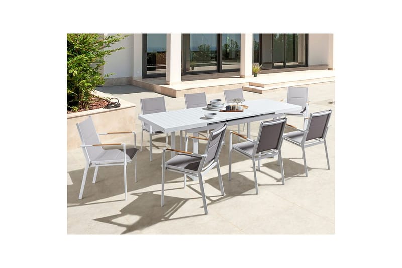 Matsalsset Valcanetto/Busseto Vitt/grått/ljust trä, 8-Sits - Vitt/grått/ljust trä, 8-Sits - Utemöbler - Utegrupp - Matgrupp utomhus