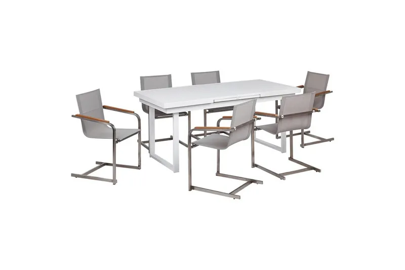 Matsalsset Valcanetto/Cosoleto Vit/Beige/Silver, 6-Sits, Vit/Beige/Silver, 6-Sits