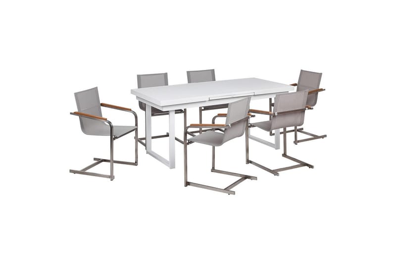 Matsalsset Valcanetto/Cosoleto Vit/Beige/Silver, 6-Sits - Vit/Beige/Silver, 6-Sits - Utemöbler - Utegrupp - Matgrupp utomhus