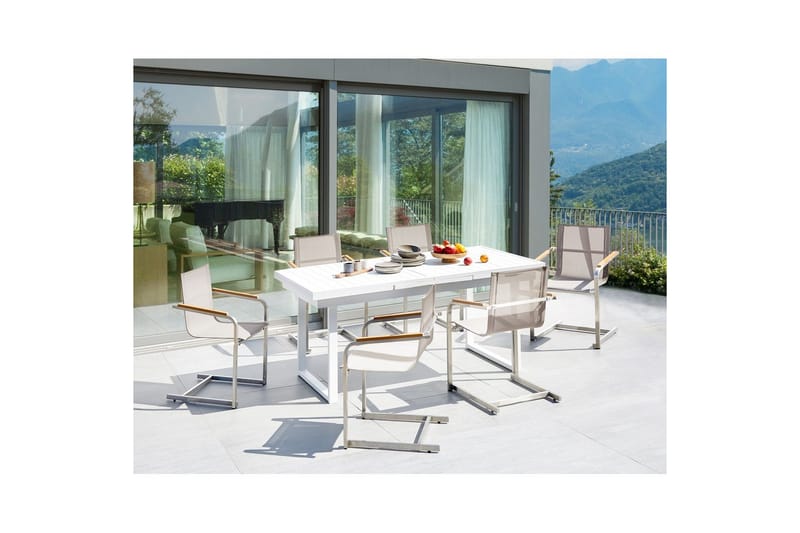 Matsalsset Valcanetto/Cosoleto Vit/Beige/Silver, 6-Sits - Vit/Beige/Silver, 6-Sits - Utemöbler - Utegrupp - Matgrupp utomhus