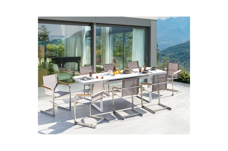 Matsalsset Valcanetto/Cosoleto Vit/Beige/Silver, 8-Sits - Vit/Beige/Silver, 8-Sits - Utemöbler - Utegrupp - Matgrupp utomhus