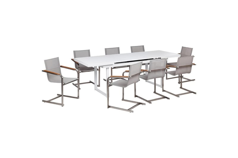 Matsalsset Valcanetto/Cosoleto Vit/Beige/Silver, 8-Sits - Vit/Beige/Silver, 8-Sits - Utemöbler - Utegrupp - Matgrupp utomhus