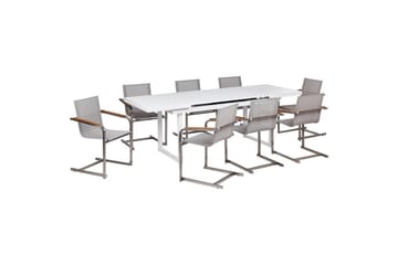 Matsalsset Valcanetto/Cosoleto Vit/Beige/Silver, 8-Sits - Vit/Beige/Silver, 8-Sits - Utemöbler - Utegrupp - Matgrupp utomhus