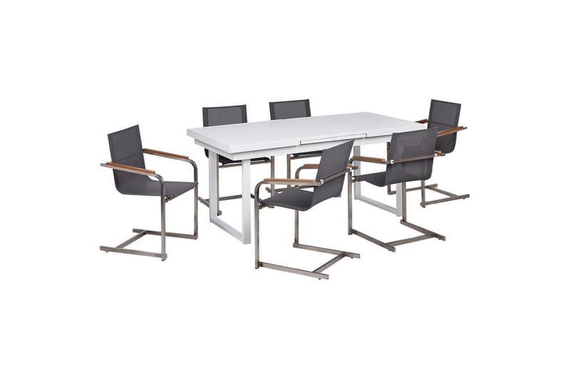 Matsalsset Valcanetto/Cosoleto Vit/Grå/Silver, 6-Sits - Vit/Grå/Silver, 6-Sits - Utemöbler - Utegrupp - Matgrupp utomhus