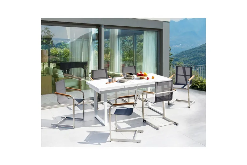 Matsalsset Valcanetto/Cosoleto Vit/Grå/Silver, 6-Sits - Vit/Grå/Silver, 6-Sits - Utemöbler - Utegrupp - Matgrupp utomhus