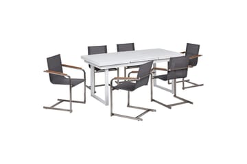 Matsalsset Valcanetto/Cosoleto Vit/Grå/Silver, 6-Sits - Vit/Grå/Silver/6-Sits - Utemöbler - Utegrupp - Matgrupp utomhus