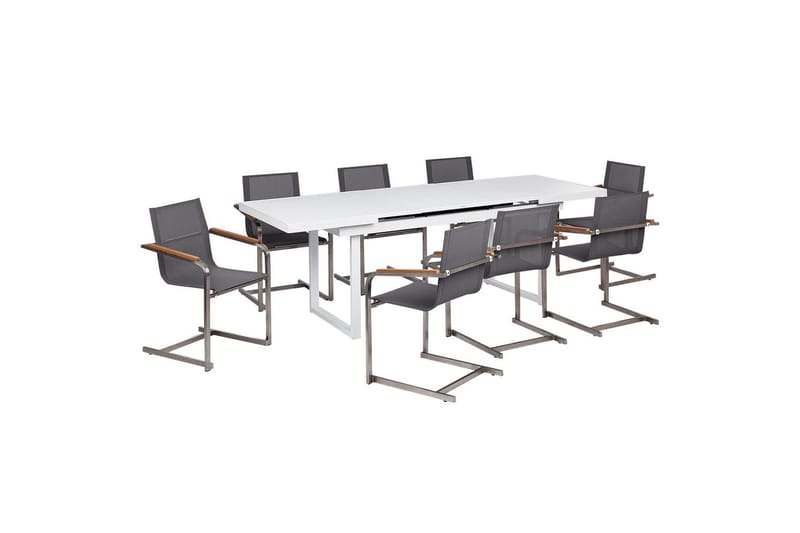 Matsalsset Valcanetto/Cosoleto Vit/Grå/Silver, 8-Sits - Vit/Grå/Silver, 8-Sits - Utemöbler - Utegrupp - Matgrupp utomhus