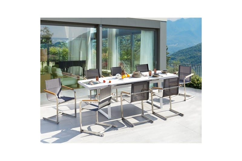 Matsalsset Valcanetto/Cosoleto Vit/Grå/Silver, 8-Sits - Vit/Grå/Silver, 8-Sits - Utemöbler - Utegrupp - Matgrupp utomhus