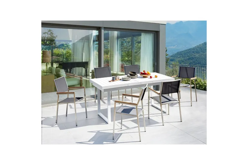 Matsalsset Valcanetto/Grosseto Vit/Grå/Silver, 6-Sits - Vit/Grå/Silver/6-Sits - Utemöbler - Utegrupp - Matgrupp utomhus