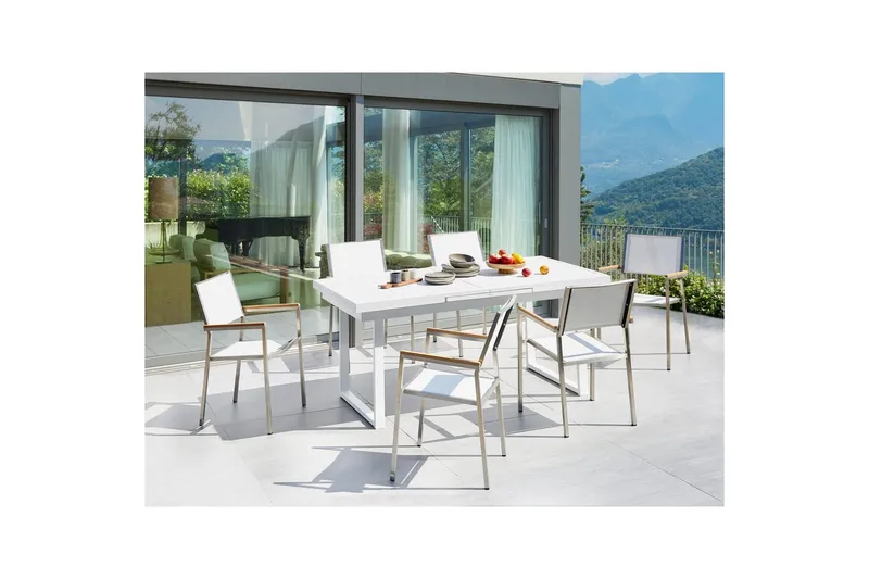 Matsalsset Valcanetto/Grosseto Vit/Silver, 6-Sits - Vit/Silver, 6-Sits - Utemöbler - Utegrupp - Matgrupp utomhus