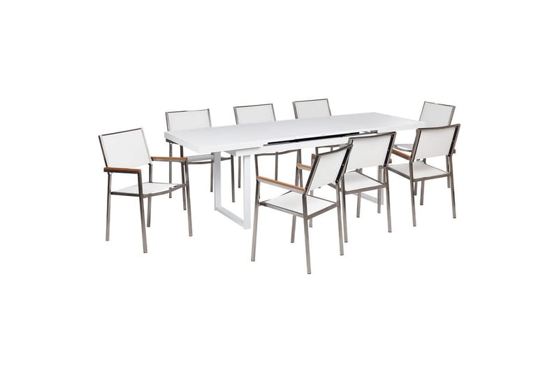 Matsalsset Valcanetto/Grosseto Vit/Silver, 8-Sits - Vit/Silver, 8-Sits - Utemöbler - Utegrupp - Matgrupp utomhus