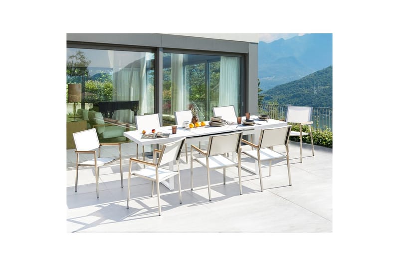 Matsalsset Valcanetto/Grosseto Vit/Silver, 8-Sits - Vit/Silver, 8-Sits - Utemöbler - Utegrupp - Matgrupp utomhus