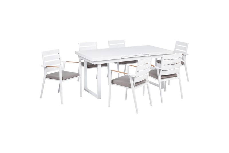 Matsalsset Valcanetto/Taviano Vitt/grått/ljust trä, 6-Sits, Vitt/grått/ljust trä, 6-Sits