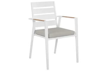 Matsalsset Valcanetto/Taviano Vitt/grått/ljust trä, 6-Sits - Vitt/grått/ljust trä, 6-Sits - Utemöbler - Utegrupp - Matgrupp utomhus