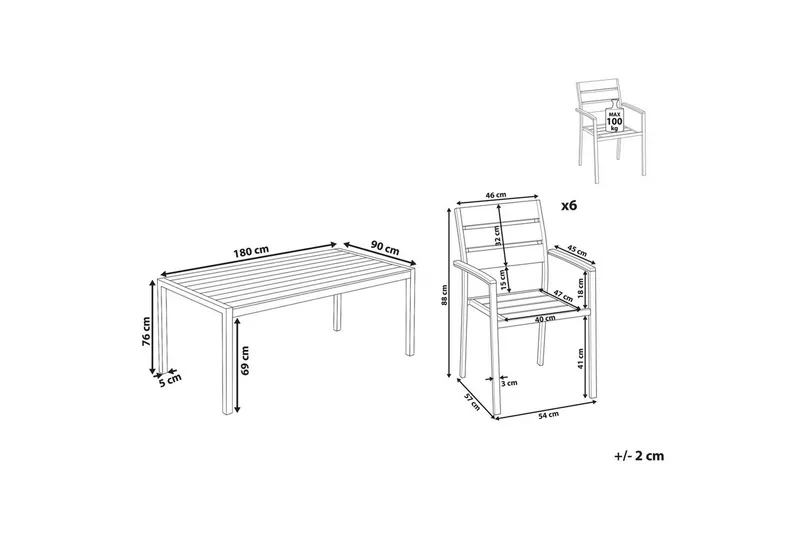 Matsalsset Vernio Ljus trä/svart - Ljus trä/svart - Utemöbler - Utegrupp - Matgrupp utomhus