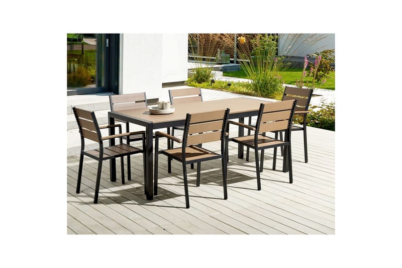 Matsalsset Vernio Ljus trä/svart - Ljus trä/svart - Utemöbler - Utegrupp - Matgrupp utomhus